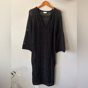 Elan Lace Crochet Knit Long Sleeve Cover Up Midi Length Beachwear Women’s Medium